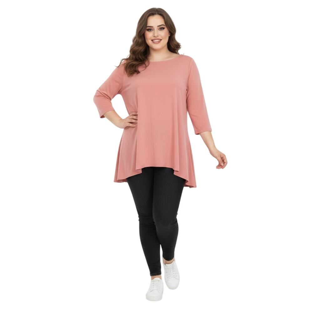 Alfani Women's 3/4 Sleeve High-Low Tunic in Sunrise Coral